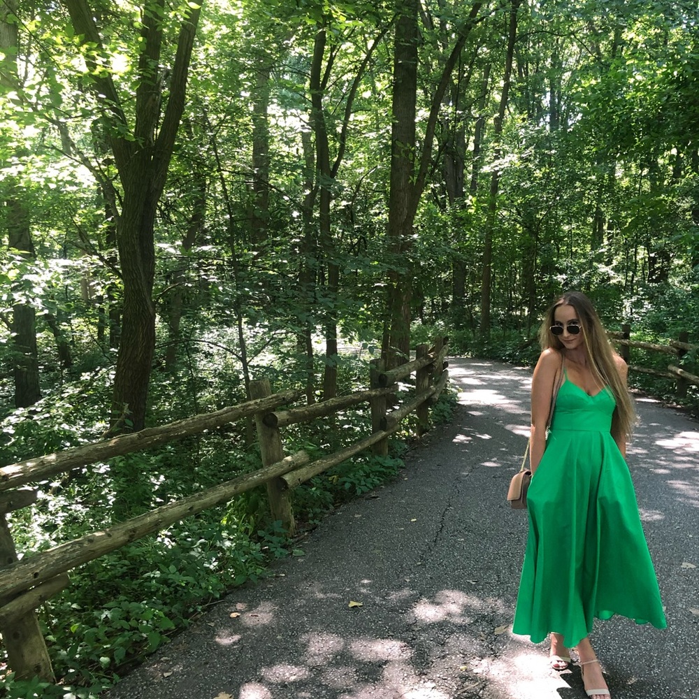 ZARA green poplin swing dress small